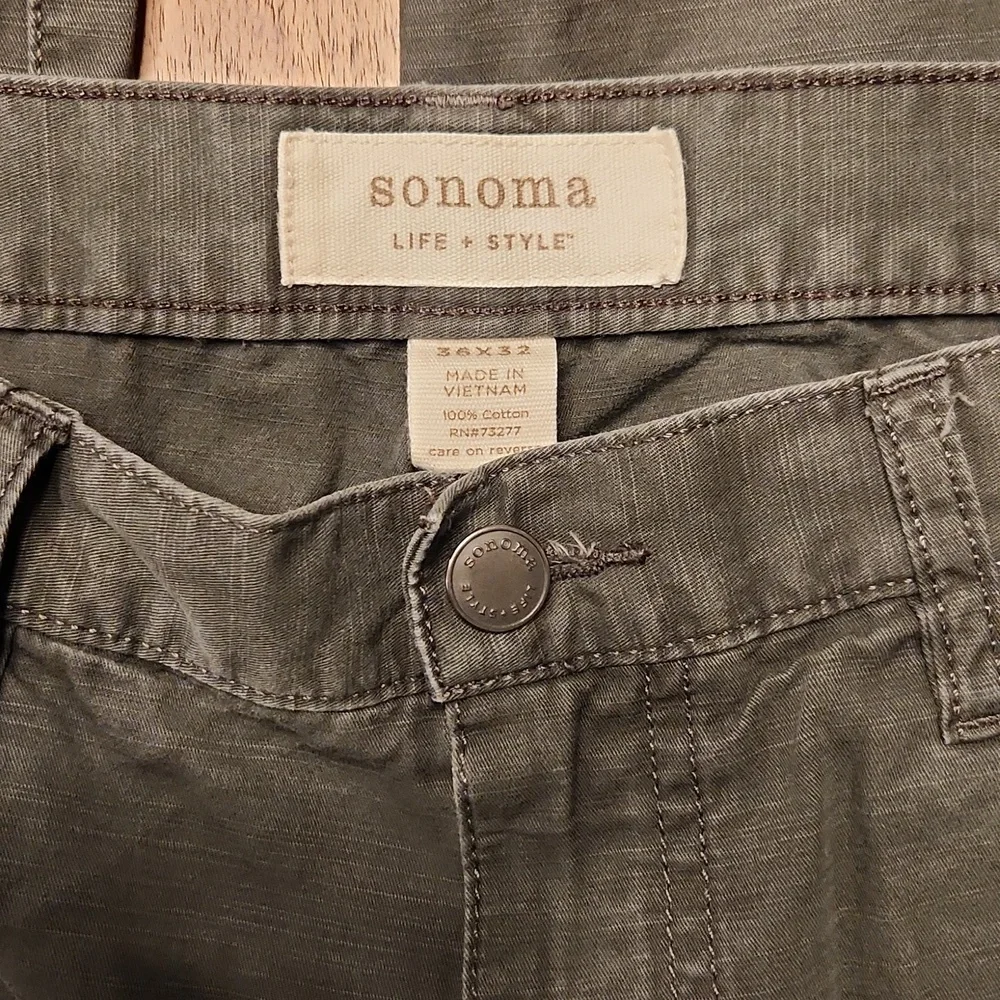 Sonoma Men's Pants, 36 Waist, 32 Length, Green-ish Gray, Casual